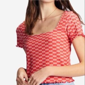 New ~ BILLABONG ~ Women's Red Soft Ribbed Knit Blouse Top XS